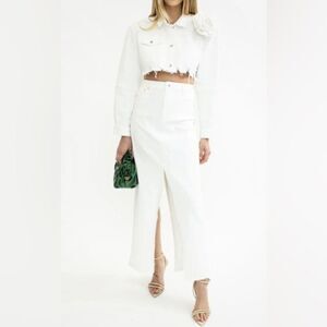 NWT Torn By Ronny Kobo Ezra White Denim Skirt Size 6
